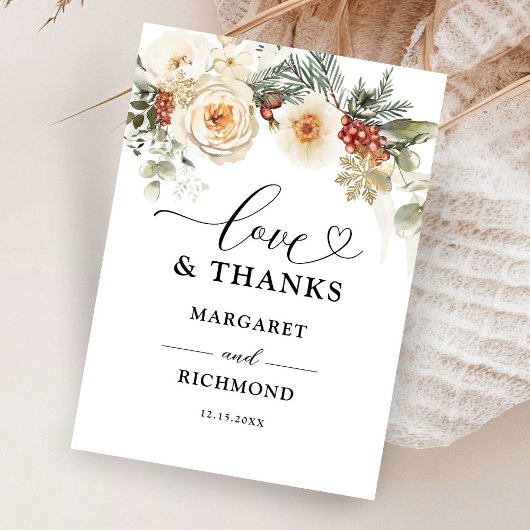 クリスマスリース冬季ウェディングサンキューカード サンキューカード
