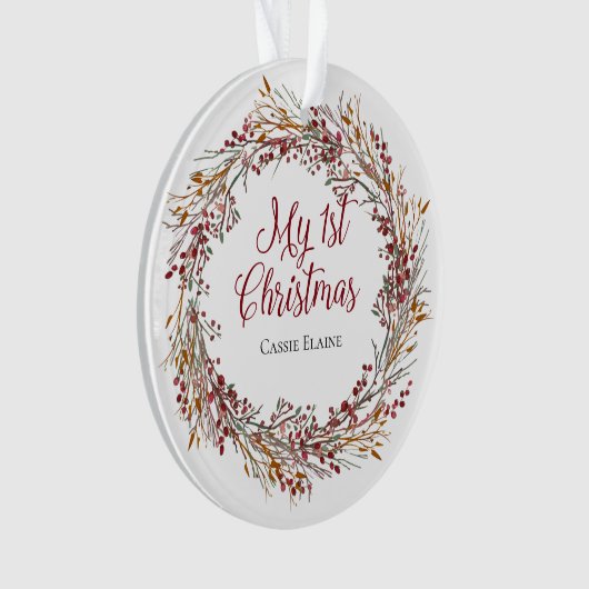 クリスマスリース初めてのクリスマスベビー写真 オーナメント (正面)