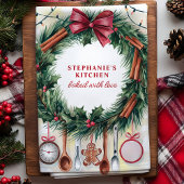 クリスマスリース台所用品パーソナライズされた キッチンタオル