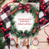 クリスマスリース台所用品パーソナライズされた キッチンタオル