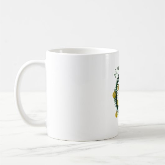 クリスマスリース名前をカスタムするマグ コーヒーマグカップ (左)