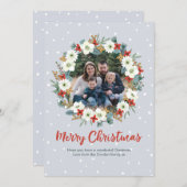 クリスマスリース家族の写真クリスマスカード シーズンカード (正面/裏面)