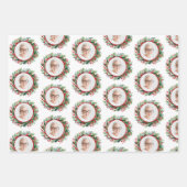 クリスマスリース家族の写真パーソナライズされた ラッピングペーパーシート (正面2)