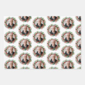 クリスマスリース家族の写真パーソナライズされた ラッピングペーパーシート (正面)