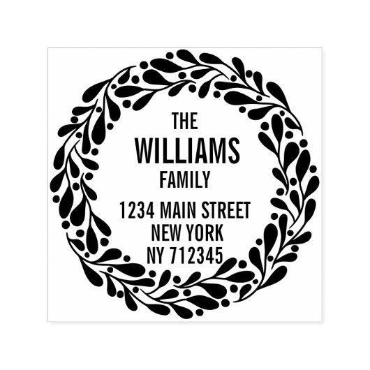 クリスマスリース差出人住所の姓 セルフインキングスタンプ (デザイン)