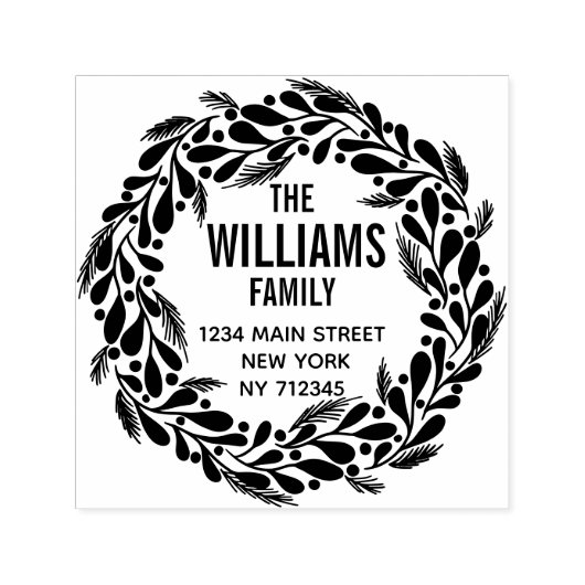 クリスマスリース差出人住所の姓 セルフインキングスタンプ (デザイン)