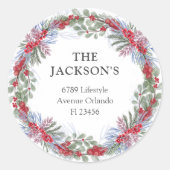 クリスマスリース差出人住所 ラウンドシール (正面)