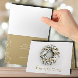 クリスマスリース折り畳みビジネスホリデーカード シーズンカード