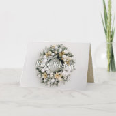 クリスマスリース折り畳みビジネスホリデーカード シーズンカード (正面)