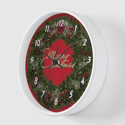 クリスマスリース時計 壁時計 (傾斜)