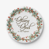 クリスマスリース栄光の神への聖書聖句 ペーパープレート (正面)