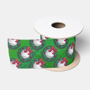 クリスマスリース模様 サテンリボン