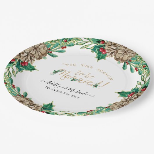 クリスマスリース水の色の季節になる結婚した ペーパープレート (アングル)