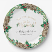 クリスマスリース水の色の季節になる結婚した ペーパープレート (正面)
