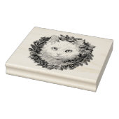 クリスマスリース水彩画の白絵画猫 ラバースタンプ (スタンプ)