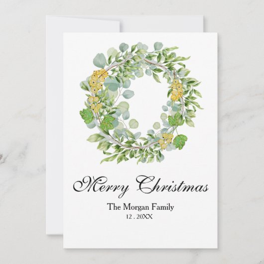 クリスマスリース水彩 シーズンカード (正面)