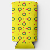 クリスマスリース水玉模様黄色 スリム缶クーラー (正面)