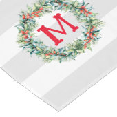 クリスマスリース白と灰色のストライプ ショートテーブルランナー (コーナー)