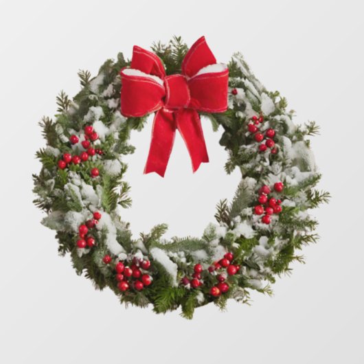 クリスマスリース窓ステッカー – ベリー&ボウ ウィンドウサイン (シート)