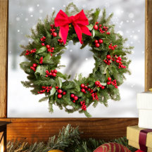 クリスマスリース窓ステッカー – ベリー&ボウ