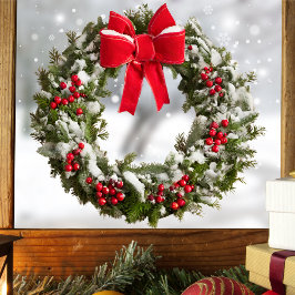 クリスマスリース窓ステッカー – ベリー&ボウ ウィンドウサイン