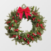 クリスマスリース窓ステッカー – ベリー&ボウ ウィンドウサイン (シート)