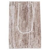 クリスマスリース素朴ウッドレッドホリータイポグラフィ ミディアムペーパーバッグ (裏面)