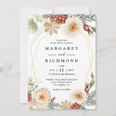 クリスマスリース素朴フローラ冬の結婚式 招待状 (正面)