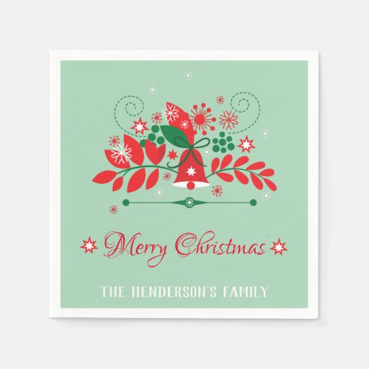 クリスマスリース装飾 スタンダードカクテルナプキン (正面)