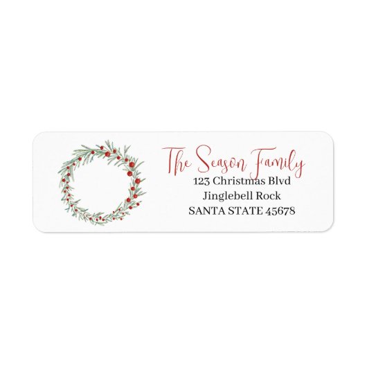クリスマスリース赤い果実 ラベル (正面)