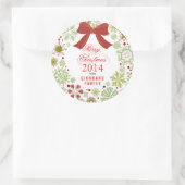 クリスマスリース赤と白の結婚クリスマス ラウンドシール (バッグ)