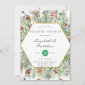 クリスマスリース金ゴールドウェディングシャワー 招待状 (正面)