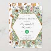 クリスマスリース金ゴールドウェディングシャワー 招待状 (正面/裏面)