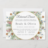 クリスマスリース金ゴールド幾何リハーサルディナー 招待状 (正面)