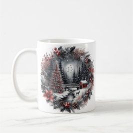 クリスマスリース風景マグ コーヒーマグカップ