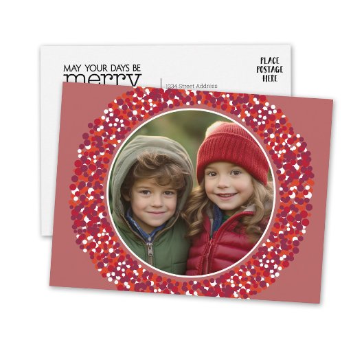 クリスマスリース1赤い果実の写真 シーズンポストカード