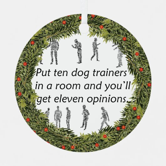 クリスマスリース10ドッグトレーナー メタルオーナメント (正面)