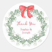 クリスマスリース |お洒落休日結婚の ラウンドシール (正面)