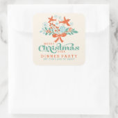 クリスマスリース&かわいい鳥ディナーパーティー スクエアシール (バッグ)