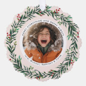 クリスマスリース |すべてメリーの写真 オーナメントカード (正面)