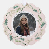 クリスマスリース |すべてメリーの写真 オーナメントカード (正面)