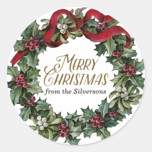 クリスマスリース ほり ミストルトゥー オーダーメイド ラウンドシール (正面)