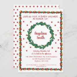 クリスマスリース&ガーランドベビーシャワー 招待状