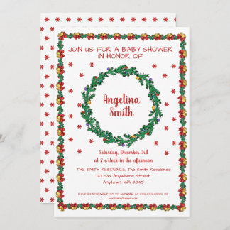 クリスマスリース&ガーランドベビーシャワー 招待状