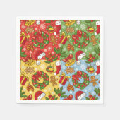 クリスマスリース、クリスマスオーナメント、サンタハット スタンダードカクテルナプキン (正面)