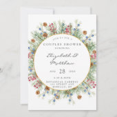 クリスマスリース ゴールド カップルシャワー 招待状 (正面)