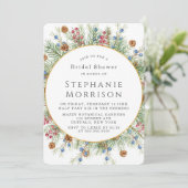 クリスマスリース ゴールド 幾何学 ブライズシャワー 招待状 (スタンド正面)