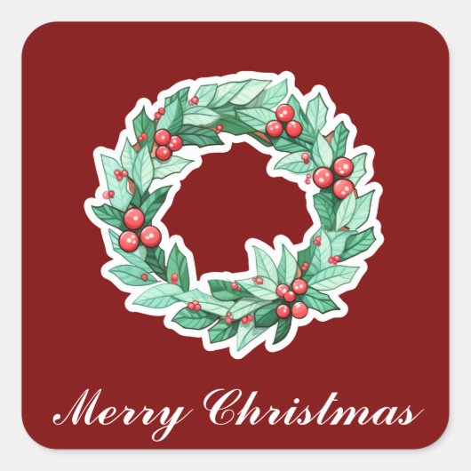 クリスマスリース スクエアシール (正面)