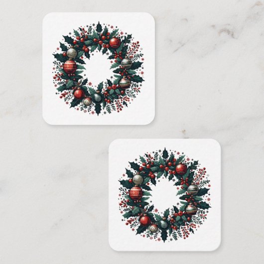 クリスマスリース スクエア名刺 (正面/裏面)