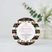 クリスマスリース&ストライプのダイニング招待状 招待状 (スタンド正面)